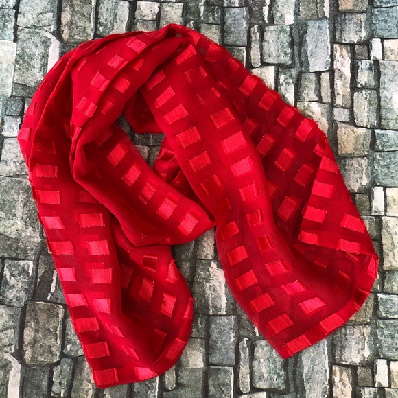 Sheer Red Scarf - Picture 1 of 4